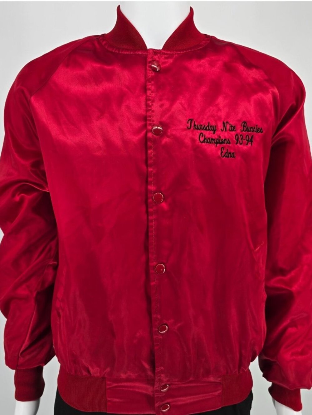 Vintage 1990s Pla-Mor Lanes Decatur Champions 93-94 Satin Bowling Jacket (L)